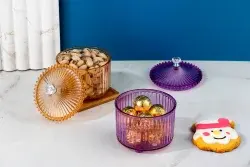 Juego de 3 recipientes para frutos secos Shahi, ideales para regalo, de plástico, redondos, herméticos, con acabado brillante, con bandeja, aptos para congelador, libres de BPA. - Product Image 5