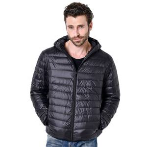 Chaquetas ligeras con capucha para hombre con logotipo personalizado al por mayor de alta calidad, abrigos acolchados de mezcla de plumón de pato con capucha para hombre - Product Image 5