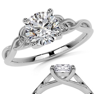 SHREYA DIAM <b>Celtic</b> Knot Moissanite Engagement <b>Ring</b> Brilliant Cut 925 Sterling <b>Silver</b> Rhodium Plated Prong Setting Freshwater - Product Image 1