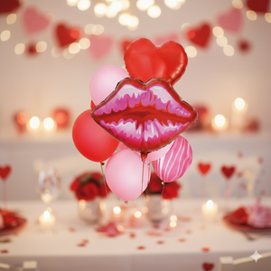 Set de 10 Globos para el Día de San Valentín, Labios Rojos, Corazón y Rosas de Aluminio para Celebraciones Románticas y Fiestas de Graduación - Desechables - Product Image 4