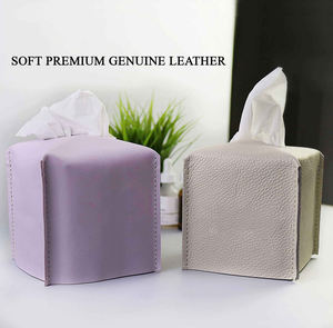 Cubierta de caja de pañuelos Decoración de spa Servilletero para mesa Soporte de caja de cuero genuino - Product Image 4