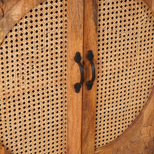 Gabinete de almacenamiento de madera maciza de mango MKJ |   Muebles de Salón de Estilo Japandi de Mediados de Siglo |   Puertas Corredizas de Ratán Talladas a Mano, 2 Unidades - Product Image 5