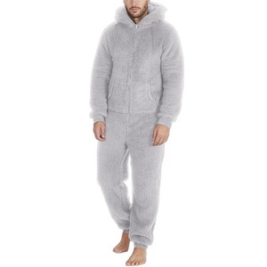 Combinaison formelle à capuche pour hommes hiver chaud polaire 100% coton 400GSM combishort survêtement survêtement ensemble barboteuse survêtement fermeture éclair - Product Image 3