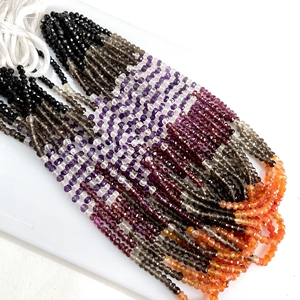 High Quality Multi-Gemstone Faceted Rondelle Beads Natural Stone Beads for Jewelry Making-Wholesale - Product Image 1