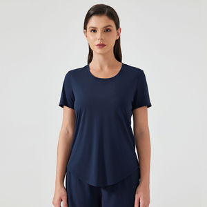 เสื้อยืดกีฬาผู้หญิงคุณภาพสูง ระบายอากาศดี น่ารัก ใส่สบายสำหรับฤดูร้อน ผ้าเจอร์ซีย์ แห้งเร็ว แขนสั้น ทรงปกติ เหมาะสำหรับโยคะ - Product Image 2