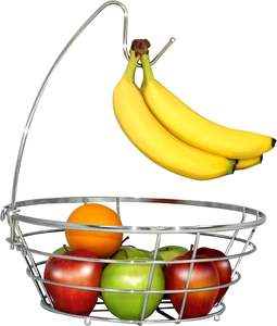 Poignées pratiques panier de rangement quotidien à usage domestique finition chromée bol d'arbre fruitier en fil métallique pour fruits et légumes paniers à bananes - Product Image 2