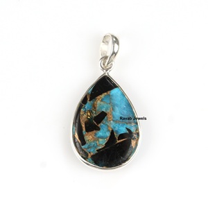 2025 meilleure qualité 16x2mm naturel bleu cuivre Turquoise pierre précieuse 925 pendentif en argent Sterling mignon femmes Fine bon bijoux parfait - Product Image 4