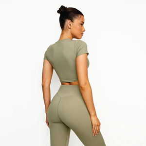 Conjunto de 2 Piezas de Shorts Deportivos y Brasier para Mujer, Transpirable, Cómodo, Elástico, de Cintura Alta, Sin Costuras, con Efecto Fruncido, para Correr, 2026 - Product Image 4