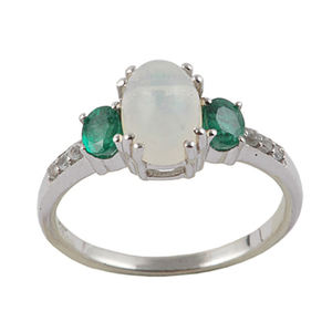 Joyería fina personalizada anillo de piedras preciosas múltiples de ópalo de Plata de Ley 925 para joyería de fiesta de boda - Product Image 1