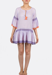 Summer New Fashion Casual Short Sleeved Women Clothing Round Neck Casual Breathable Boho Lady Short Pure Cotton Linen Dress - Product Image 2