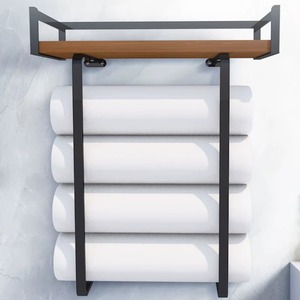 Porte-serviettes en métal et en bois conçus pour une utilisation intensive à long terme, surface métallique lisse empêchant la prolifération des bactéries - Product Image 1