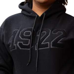 All Black 1922 Glitter Print Hoodie Unisex Fleece Pullover Sorority Fashion Apparel for Winter and Casual Outfits - Product Image 4
