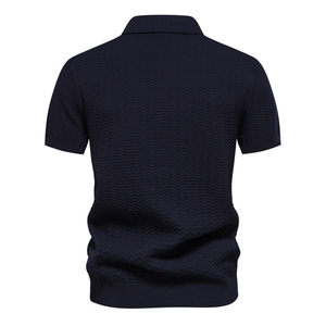 Polo de Golf de manga corta sólido elástico de alta calidad para hombre, calcomanías bordadas de punto antiarrugas informales con botones impresos - Product Image 6