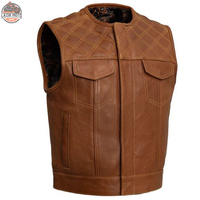 Marron Top qualité peau de vache en cuir véritable moto gilet moto Auto course équitation porter rue motard Offre Spéciale cuir gilet
