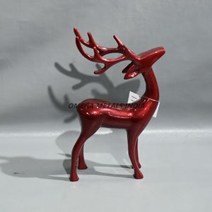 Estatuilla de reno de Navidad roja brillante al por mayor de fábrica con cuerpo elegante y astas elegantes para decoraciones festivas modernas - Product Image 2