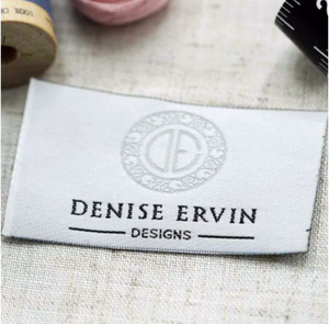 Étiquettes de vêtements personnalisées écologiques tissées, bord découpé au laser, 100 % polyester, en rouleau, service OEM - Product Image 2