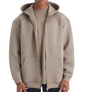 Sweat à capuche personnalisé lourd 100% coton polaire fermeture éclair complet surdimensionné uni Streetwear avant à capuche fermeture éclair épaule tombante pour l'hiver - Product Image 1