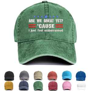 Blue Washed Cotton 6-Panel Dad Hat Embroidered Political Quote Soft Fit Adjustable Sporty Street Outfit Cap Vietnam Wholesale - Product Image 4
