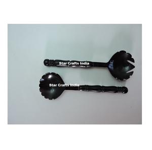 Cubiertos Hechos a Mano de Buena Calidad, Cucharas Largas para Servir Ensaladas con Mango de Cuerno, Cucharas para Servir Ensaladas de Cuerno para Vajilla de Diseño Moderno - Product Image 4