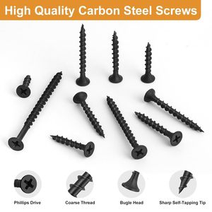 Fine Thread Black Drywall <b>Screws</b> Cross Recessed Flat Head Self-Tapping <b>Screws</b> for Metal Studs and Drywall Installation - Product Image 5