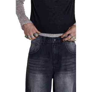 Salopette en jean pour homme de qualité supérieure, taille mi-haute, coupe régulière, respirante, grande taille, légère, décontractée, pantalon droit - Product Image 6