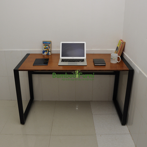SB003b Bamboo Wood <b>Desk</b> with Iron Frame and Natural Color Trim Size 120x60x75 (cm) - Product Image 4