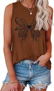 เสื้อกล้ามผู้หญิงลำลองฤดูร้อนเสื้อแขนกุดคอกลมทรงหลวมเสื้อทูนิคแบบธรรมดา - Product Image 5