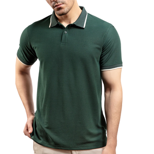 Camisa Polo Verde para Hombre con Cuello y Puños Acanalados, Cómoda, Informal, de Algodón, Elegante, de Manga Corta, a la Moda - Product Image 1