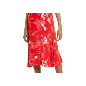 Chelsea28 High Street Abito Lungo Floreale Rosso Stile Cinese Tropicale con Spacco, Taglia S, Casual, Naturale, Traspirante, ODM per il Giorno - Product Image 3