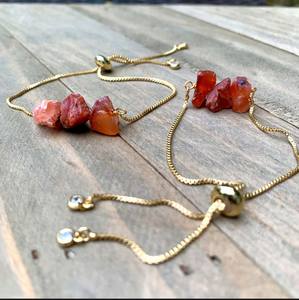 Prix de gros cornaline pierre brute Bracelet Super qualité 925 argent Sterling plaqué or lunette Bracelet pour bijoux de mariage - Product Image 1