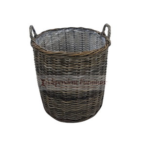 Kubo round Rattan Basket with Plastic <b>Liner</b> Minimalist Design Style for <b>Garden</b> Flower Pots Planters Planter Vases Floor Usage - Product Image 5