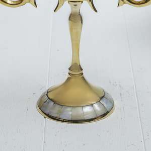 Handcrafted 5-Arm Brass Candelabra with <b>Mother</b> of Pearl Inlay Luxury <b>Candle</b> Holder for Home & Event Decor - Product Image 3