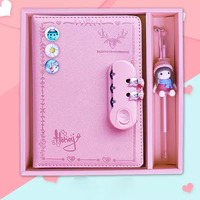 Bview Art A5 Personalisiertes Kombinationsschloss Leder-Tagebuch-Set Niedliches Kindergeburtstags-Geschenk
