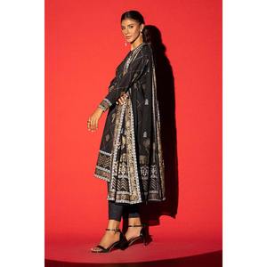 Ensemble Salwar Kameez 3 Pièces pour Femme en Coton Cambric Imprimé à Blocs KJP-43020 Style Indien et Pakistanais avec Broderies en Coton Modal - Product Image 5