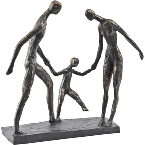 Antique Finished Vintage Office Decor Home Decoration Accessories Human Family Playing Sculpture Modern Space Decoration