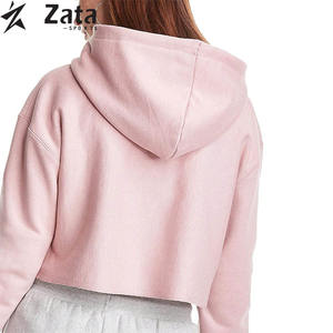 เสื้อฮู้ดตัวสั้นสำหรับผู้หญิงเสื้อฮู้ดแบบสวมหัวคอตตอน100% โลโก้ตามสั่ง - Product Image 4