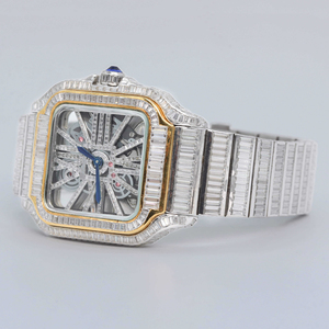 Luxury Edition Baguette Moissanite Studded Stainless Steel <b>Watches</b> for Men's Fashion Statement - Product Image 3
