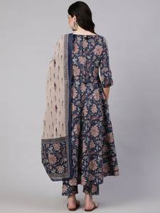 Ready Made Hot Selling Multi Color V Neck Georgette Silk Printed Knee Length Fancy Heavy Embroidery Party <b>Kurti</b> Bottom Dupatta - Product Image 3