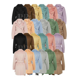 <b>Women's</b> Winter Long Sleeve Belted Overcoat with Asymmetric Design Latest Custom Embroidery Logo <b>Wool</b> <b>Blend</b> Wrap Coat Plus Size - Product Image 1