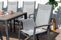 Ensemble de salle à manger moderne Lifestyle Garden Urbanite Panama gris métallisé 6 places, non pliable, avec structure en acier durable