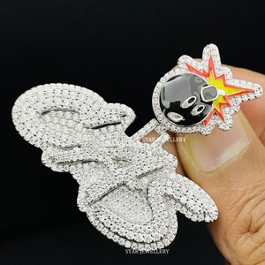 Colgante de Oro 10K con Diamantes Naturales Redondos de Corte Brillante, Letra Personalizada, Estilo Hip Hop, Joyería Unisex con Engaste Personalizado - Product Image 2