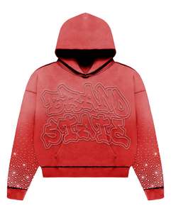 360 GSM hiver surdimensionné à manches longues lavage à l'acide sérigraphie survêtement lourd français éponge polaire Vintage strass - Product Image 5