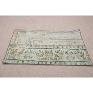 Alfombra Turca Pequeña, Alfombra Vintage de 1.6x2.6 pies, Alfombra de Lana Azul - Product Image 4