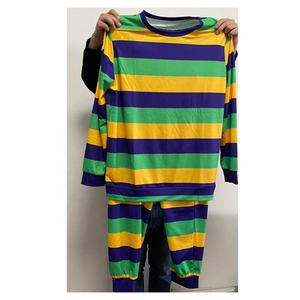 2024 ขายส่ง 2024 ใหม่มาถึงผู้ใหญ่ Mardi Gras วันเสื้อแขนสั้นและกางเกงชุด 2 ชิ้นชุดสีเขียวสีเหลืองและสีม่วงเครื่องแต่งกาย - Product Image 3