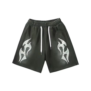 Vintage Distressed Acid Washed Cotton <b>Shorts</b> Custom Embroidered <b>Patch</b> Logo Casual High Street Summer Activewear - Product Image 4