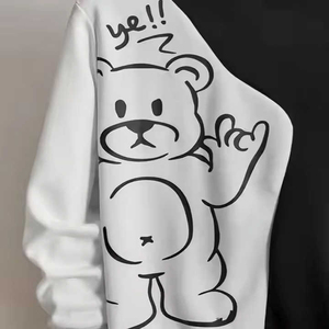 เสื้อมีฮู้ดใส่ได้ทั้งชายและหญิงแฟชั่นแนวสตรีทพิมพ์ลายดิจิตอลงานเย็บปะติดปักแบบปกติให้ความอบอุ่นสำหรับฤดูหนาว - Product Image 4