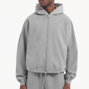 Custom Logo Unisex Casual Solid Tracksuit Sweat Suit Jogger Set <b>Hooded</b> Full <b>Zip</b> High Quality - Product Image 3