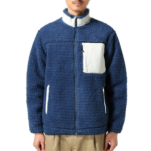 Stand Collar Color Block Reversible Hooded Sherpa Jacket with Waterproof Customizable Design and Front Pocket - Product Image 6