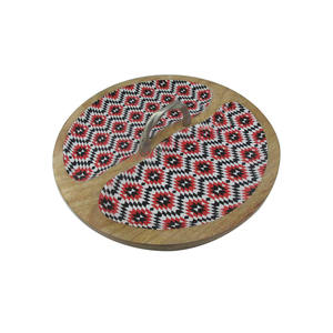 ถาดเสิร์ฟไม้แจ็คการ์ดทรงเรขาคณิตทรงกลมเป็นมิตรกับสิ่งแวดล้อมปรับแต่งได้ - Product Image 5