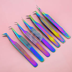 New Arrival Diamond Grip 90 Degree Volume Eyelash Extension Tweezer 45 Degree Fiber Tip Isolation <b>Tool</b> with Box Packing - Product Image 5